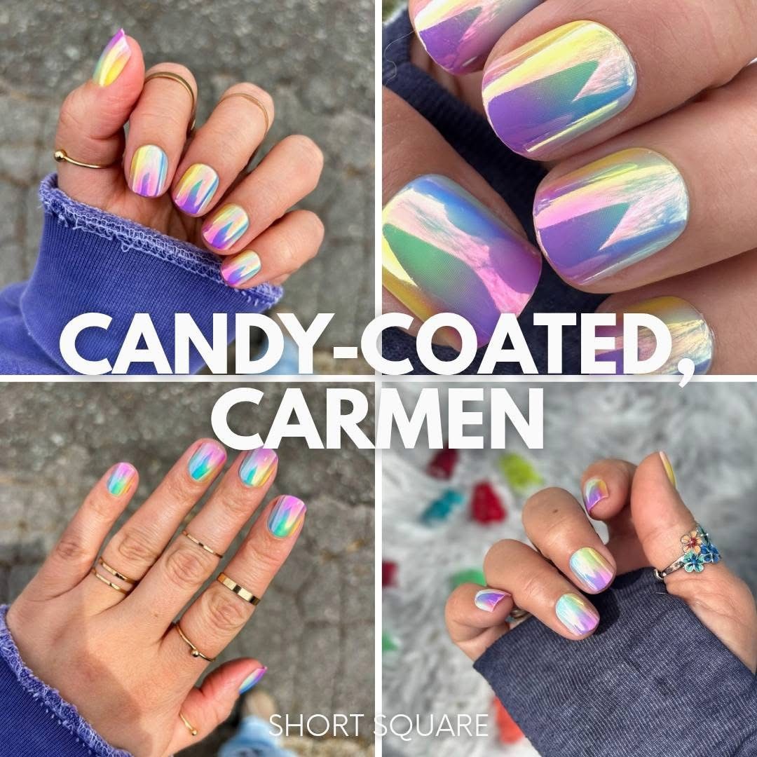 Red Aspen Reusable Nail Dashes, Pop On Short Square, Candy-Coated Carmen