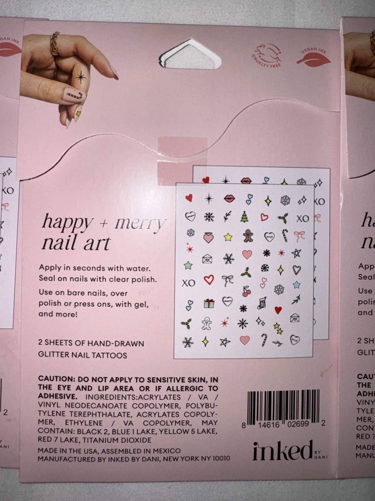 Inked By Dani 3 Packs Of Nail Art Tattoos 100+ Tats (2 Sheets Per Pack) New
