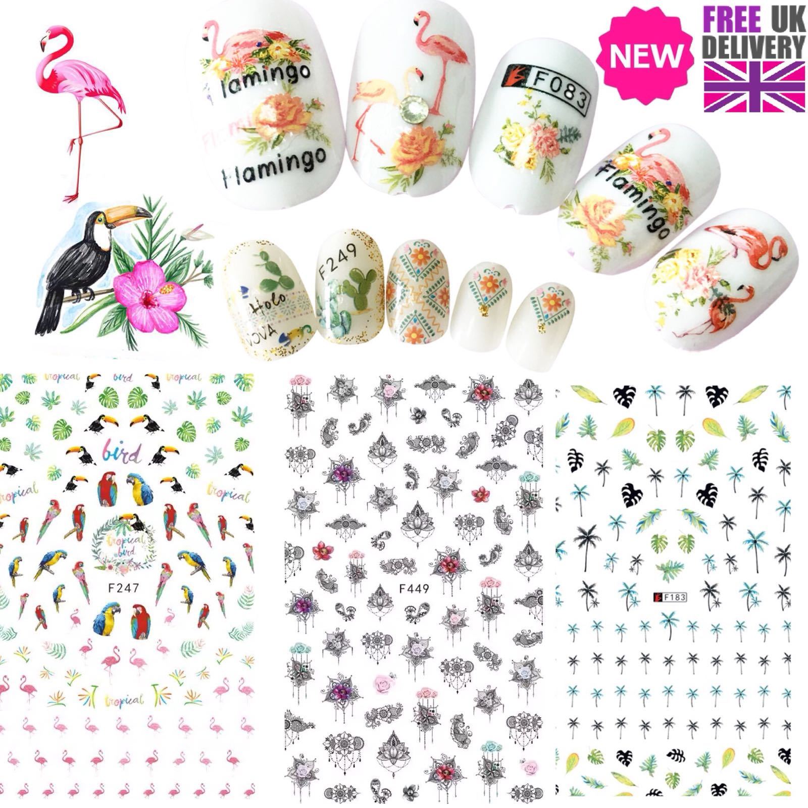 Nail Stickers Holiday Palm Vintage Roses Lace Christmas Large Manicure Nails Art
