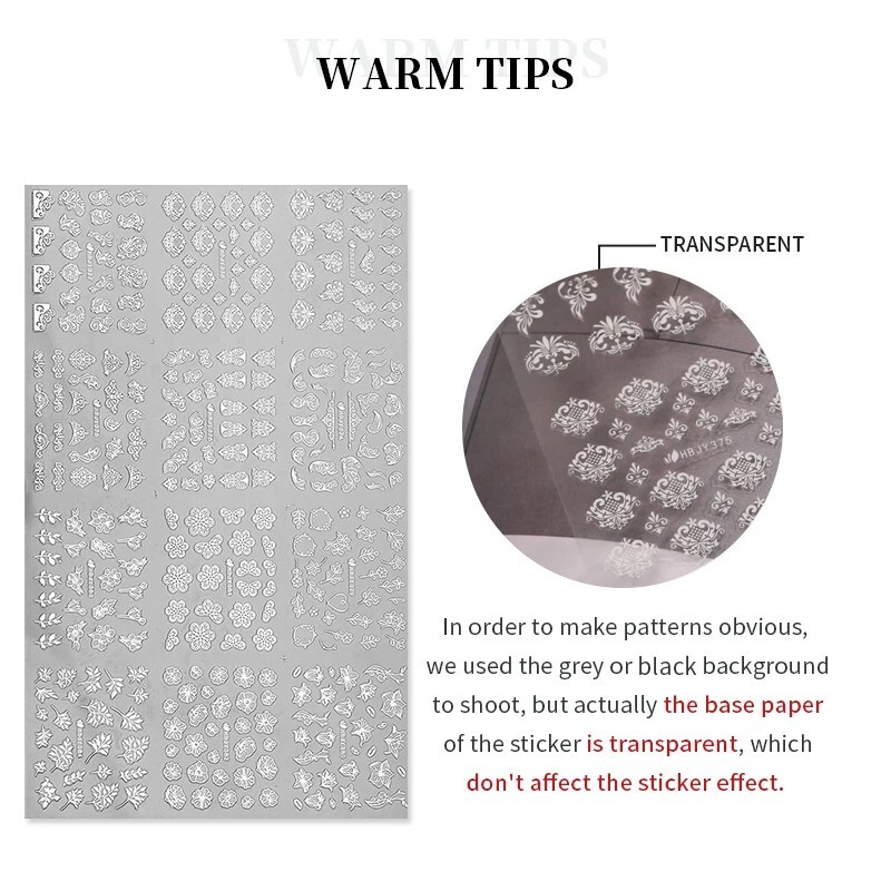 3D 12 Designs Golden Flower Leaf Lace Floral Geometry Line Nail Stickers