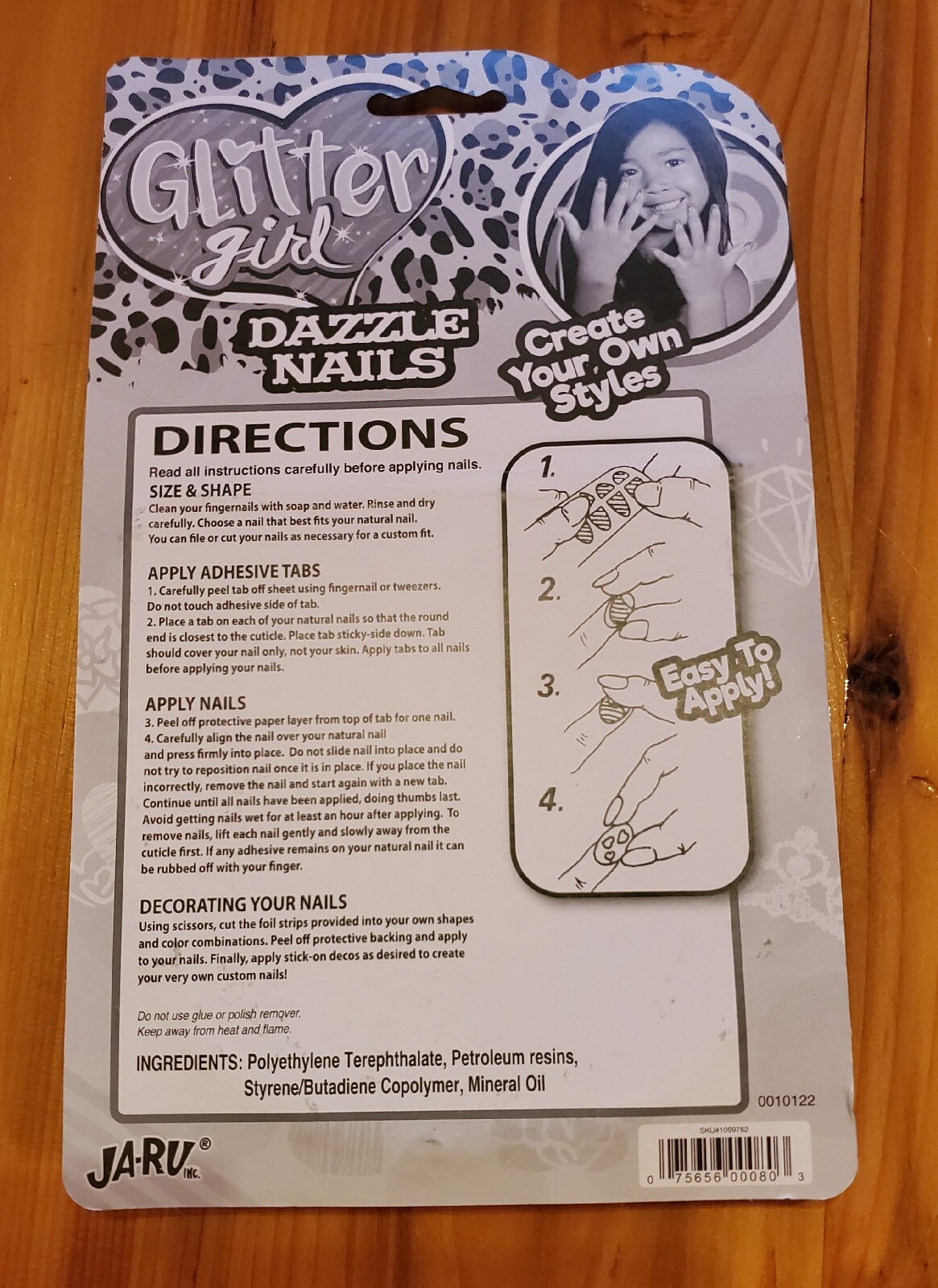 Ja-Ru Glitter Girl Dazzle Nails Stick-On Gems Kid Sized-Create Your Own Style 4+