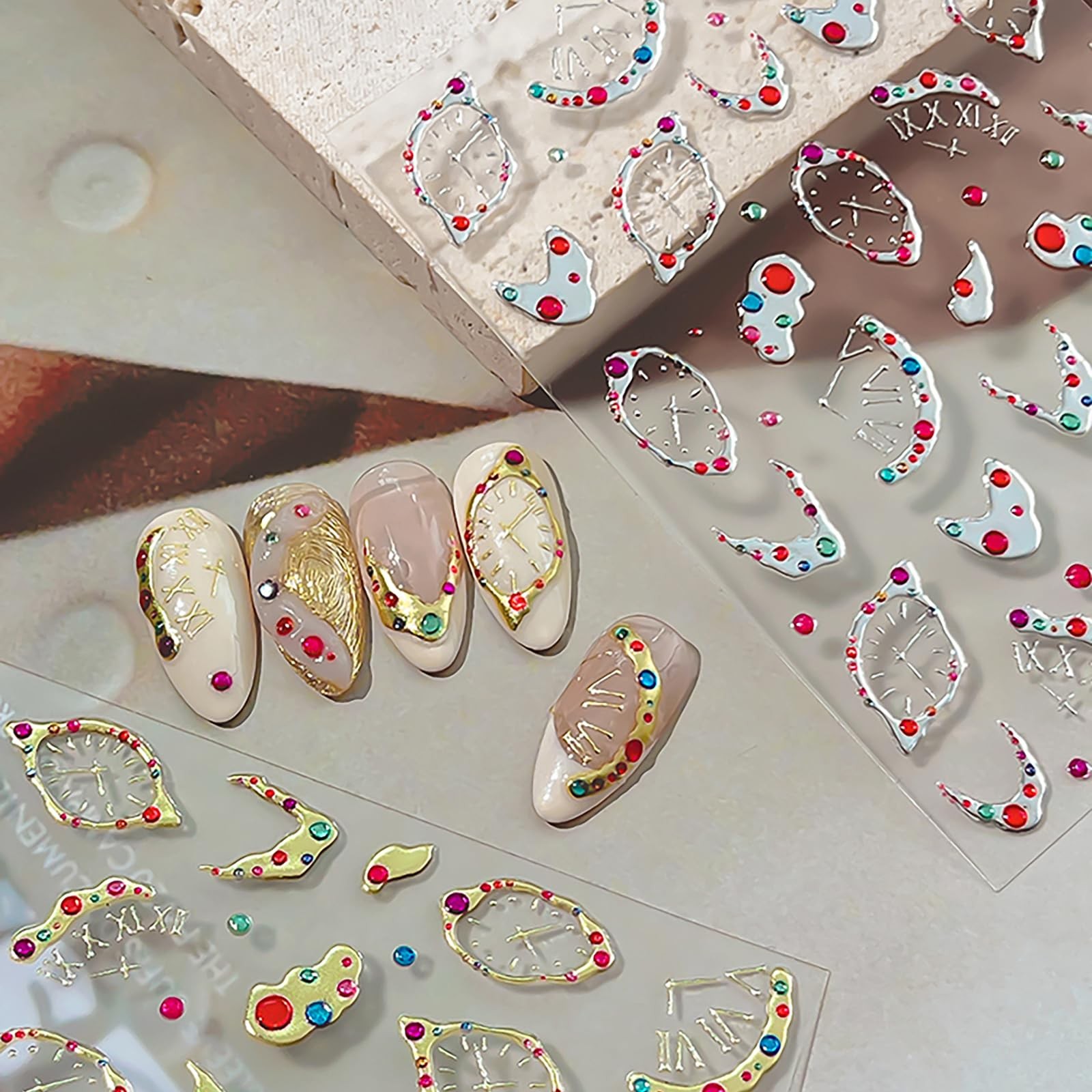 KETINIQUE Gem Nail Stickers Irregular Colorful Clock