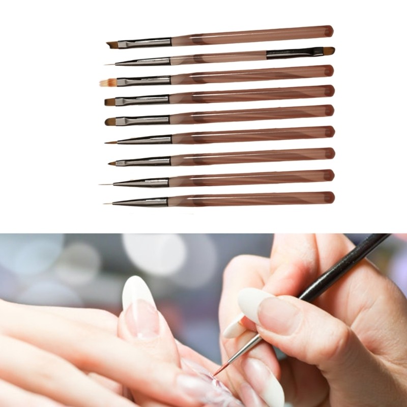 Professional Salon Nail Brush Collection 9Pcs Functional Beauty Tool for Artists