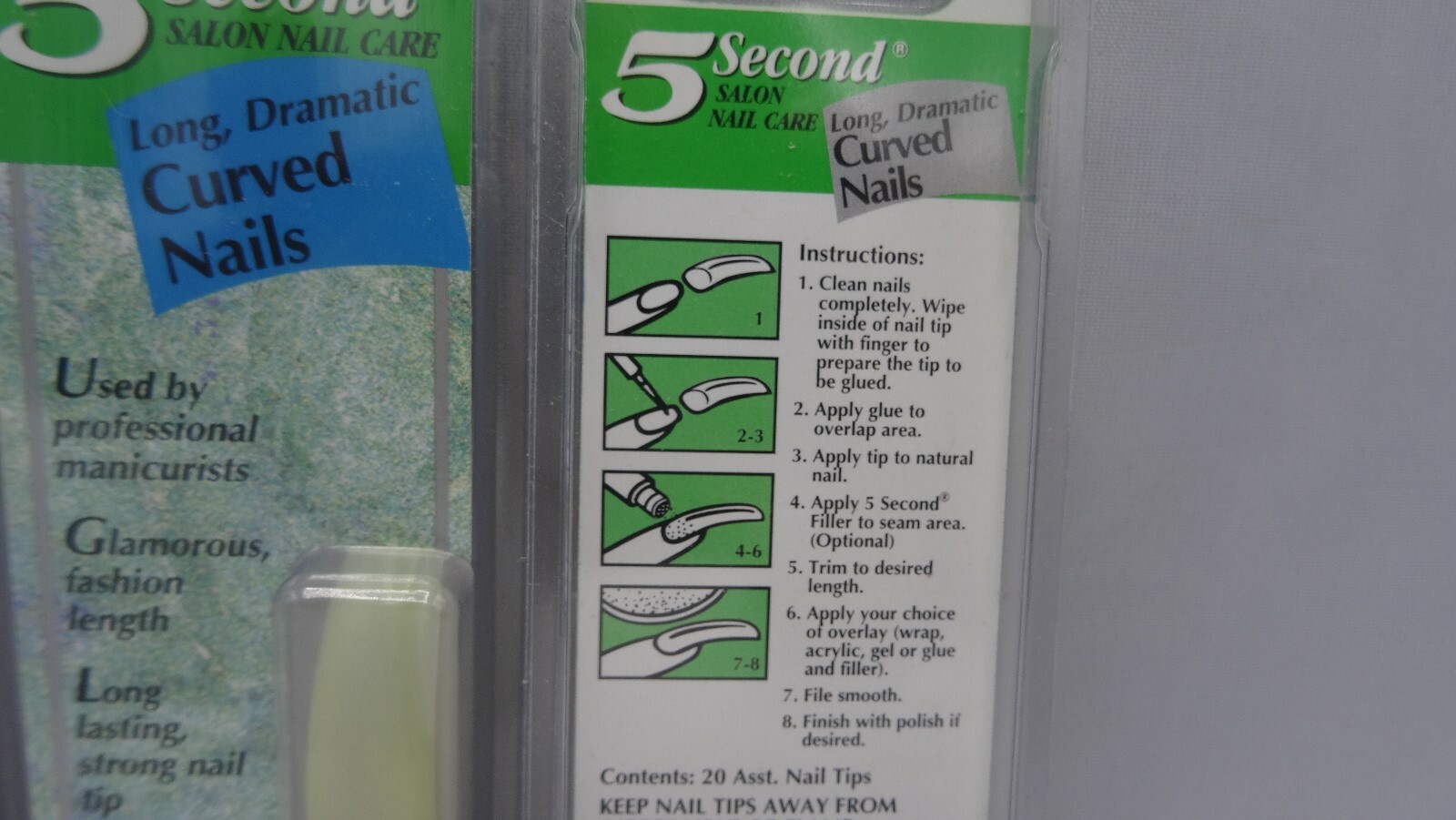 5 Second Salon Nail Care Long Dramatic Curved Nails 20 Per package Lot of 3