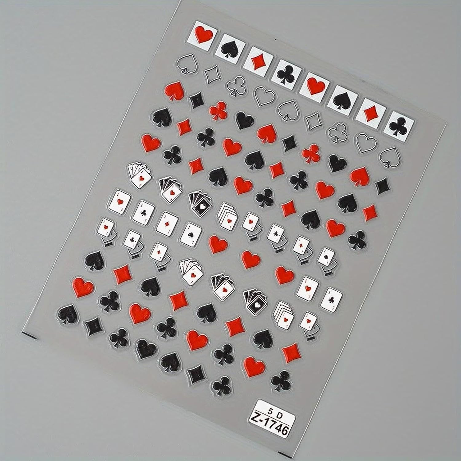 Poker Nail Stickers, Playing Cards Self-Adhesive Nail Art Decals for Women Girls