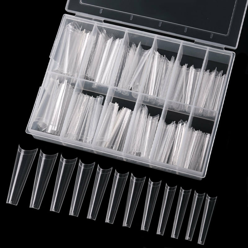 240pcs/Box Half Cover XXL Coffin Tips C Curve Extra Long False Nails Acrylic Tip