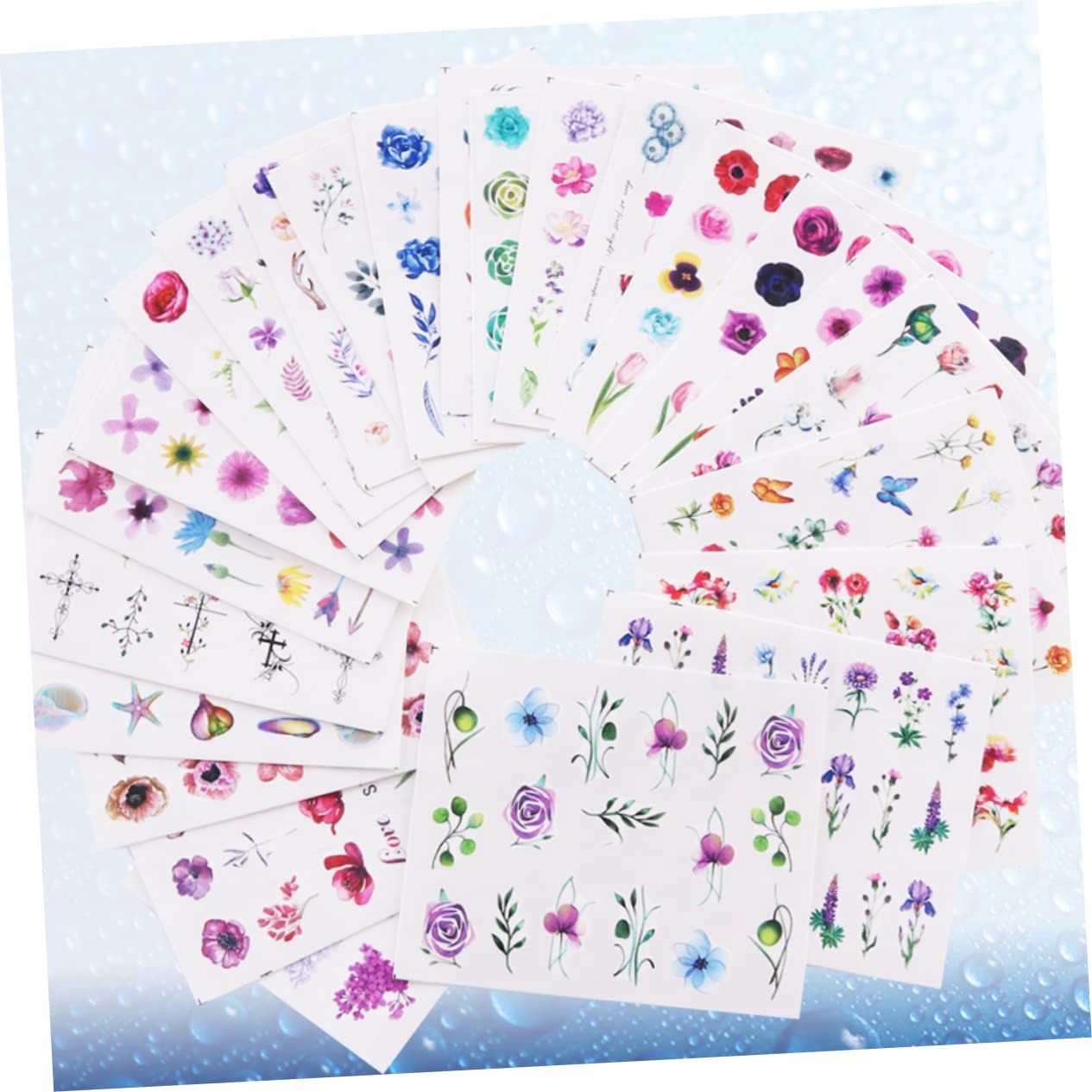 Nail Stickers Nail Art Decals 24pcs Set Watercolor Floral Manicure
