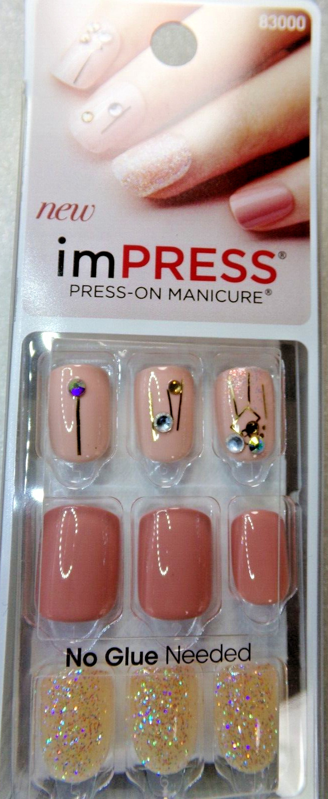 IMPRESS NAILS PRESS ON SHORT – Mauve Pink with Gems