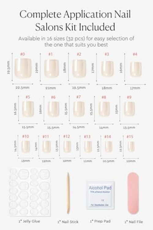 Press On Nails – Short Square Soft Gel Chrome False Nails – Glossy Finish
