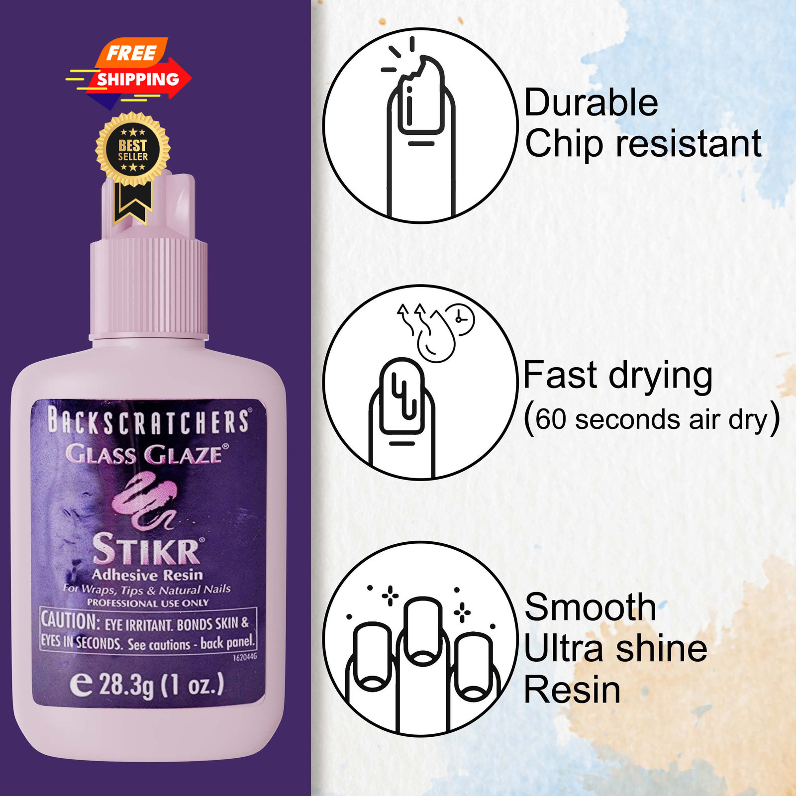 Backscratchers Glass Glaze Stikr Resin Nail Wrap 1.00 Fluid Ounce, Clear