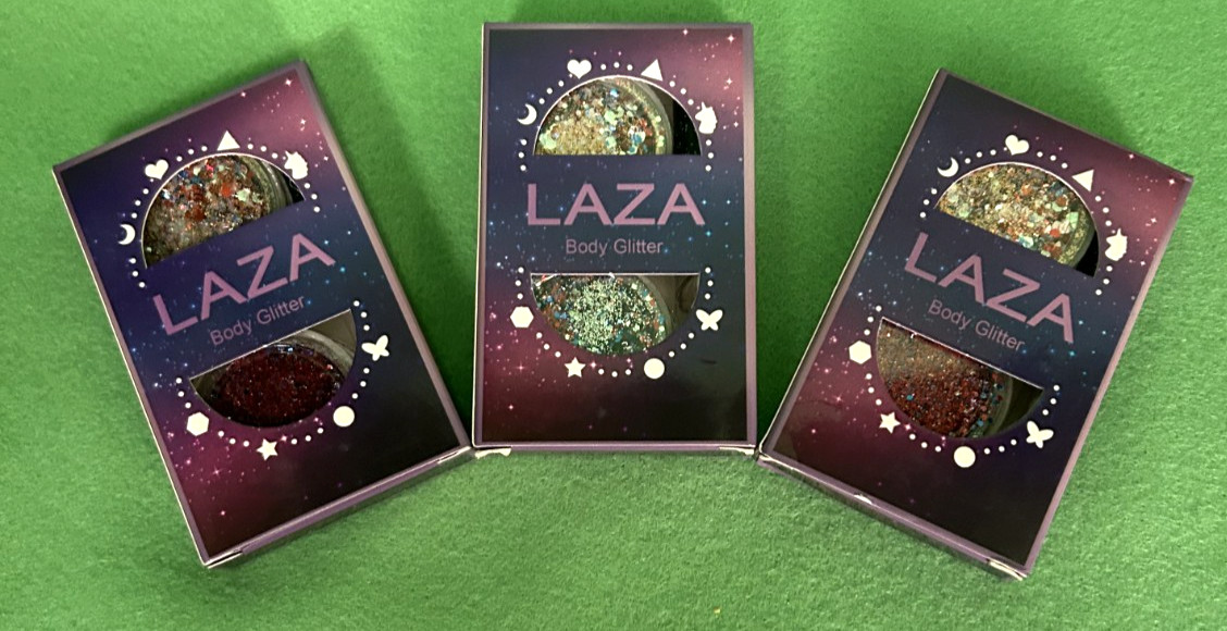 (3) LAZA Olympic Red Blue White Chunky BODY GLITTER “Independence Day” 6 Jar NEW