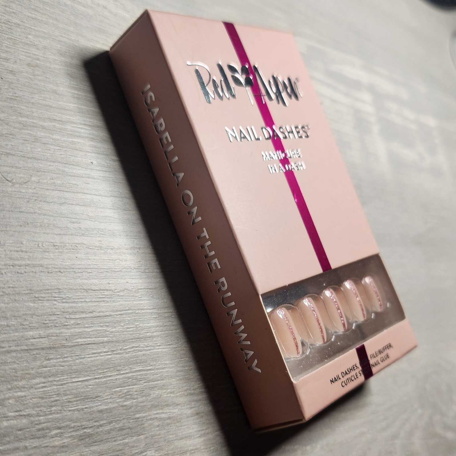 Press On Nails Isabella On the Runway Short Square Dashes Red Aspen