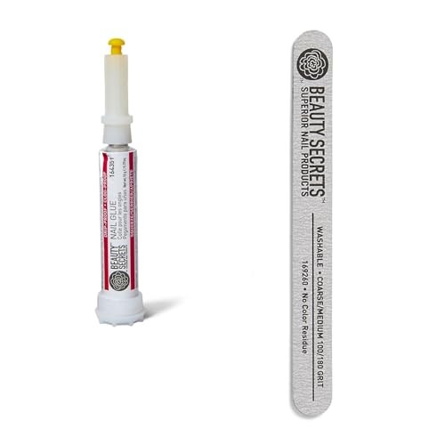 Beauty Secrets Nail Glue Drip & Clog Proof with Zebra Cushion Nail File 180/100