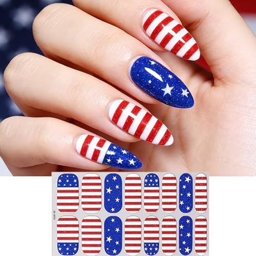Independence Day Gel Nail Strips – 4 Sheets – 3D American Style 6
