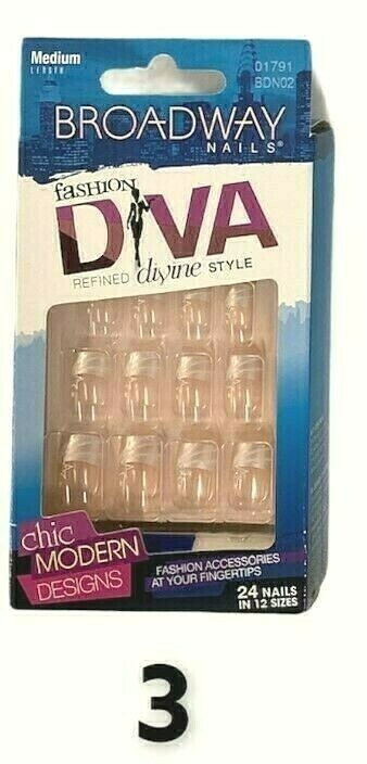 Kiss Broadway Fashion Diva Glue On Nails Short and Medium Length 24 (Glue Dry!)