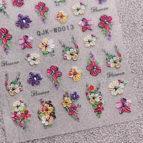 6 Sheets Flower Nail Art Stickers Decals Self-Adhesive Spring Summer Floral