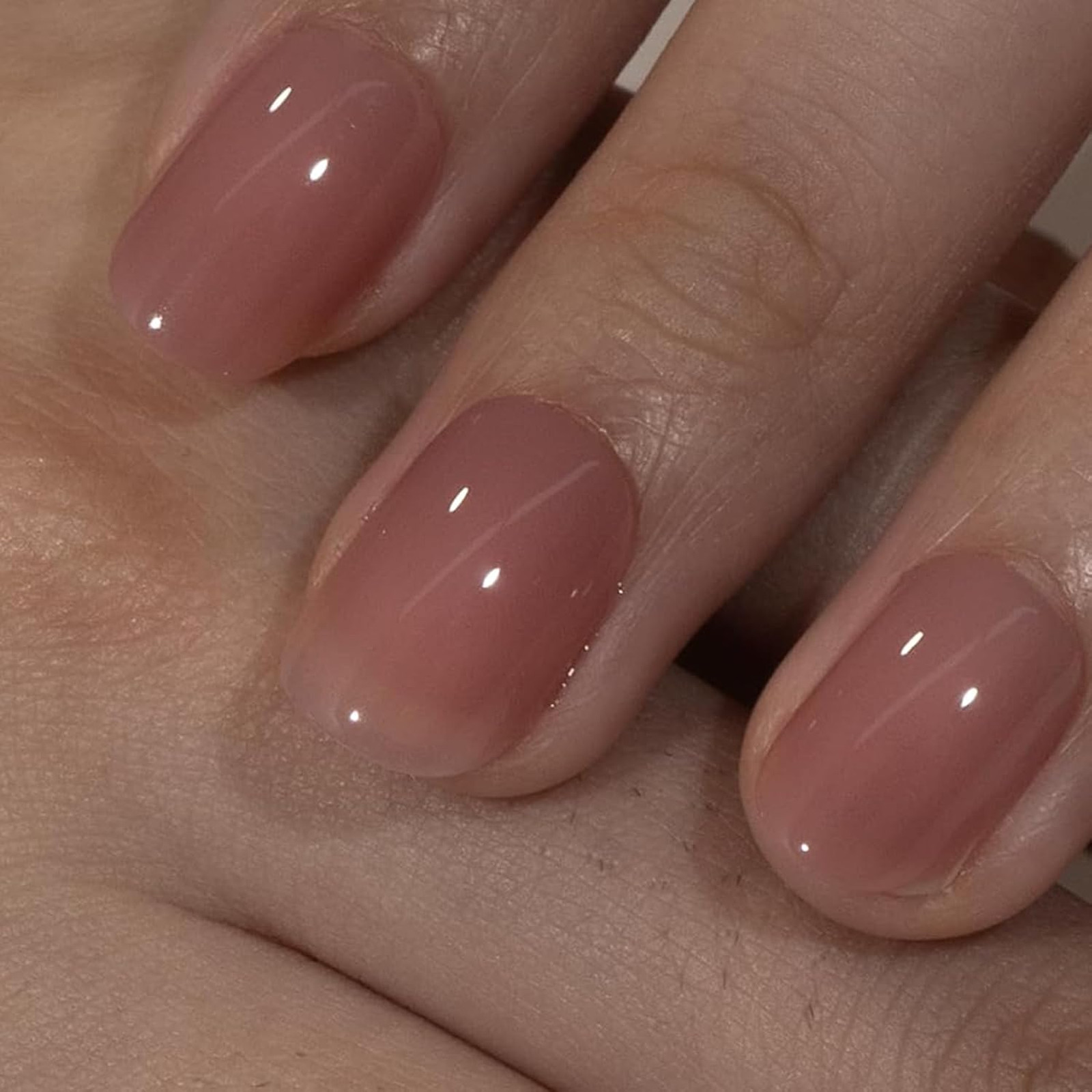 Soft Gel Fake Nails 30Pcs Honey Peach Pink Oval Full Cover Press On Nails
