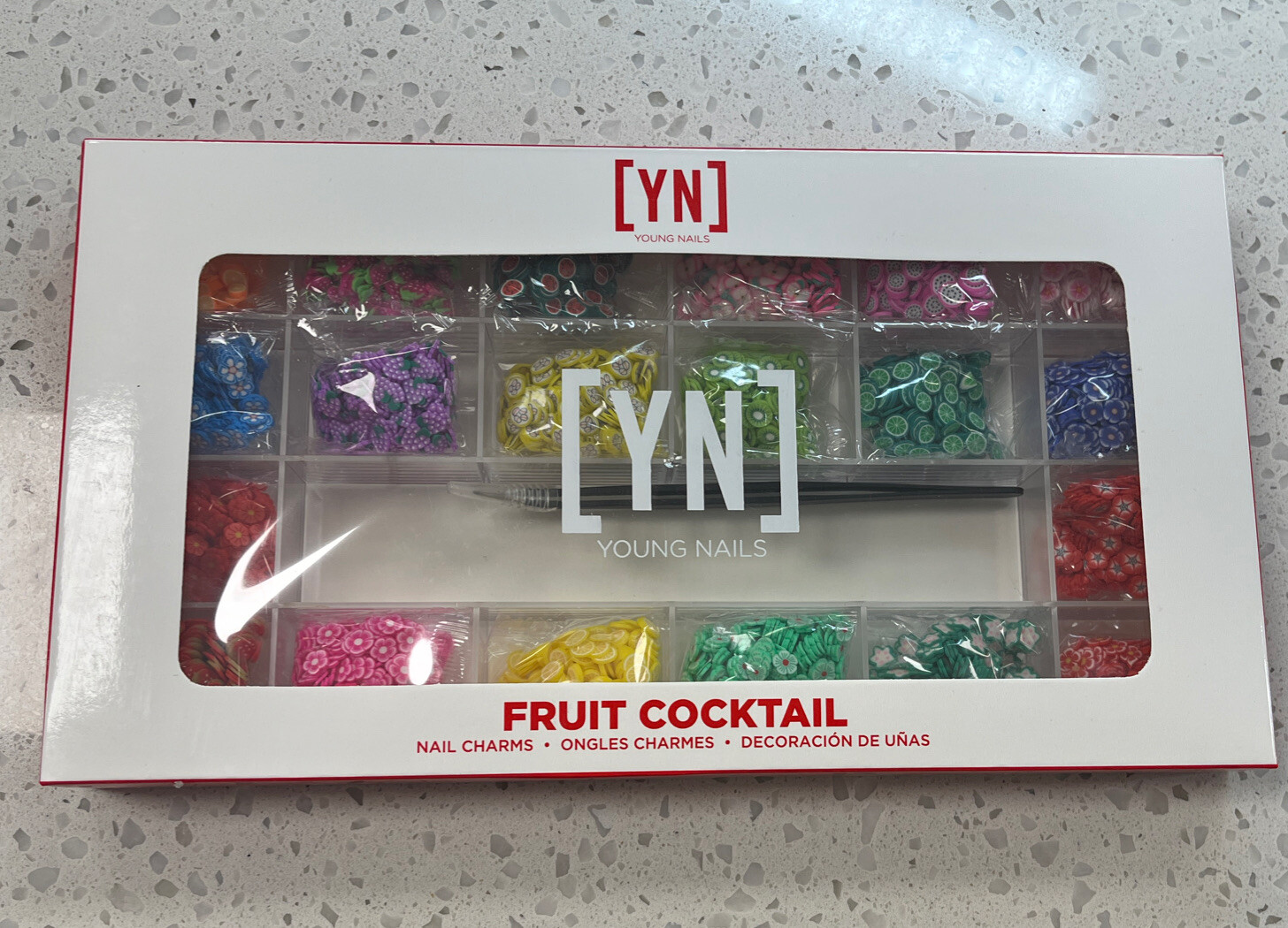 YOUNG NAILS Fruit Cocktail 4000+ Charms With Tweezer Kit—New In Box—