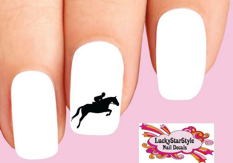 Waterslide Nail Decals Set of 20 – Hunter Jumper Jumping Horse