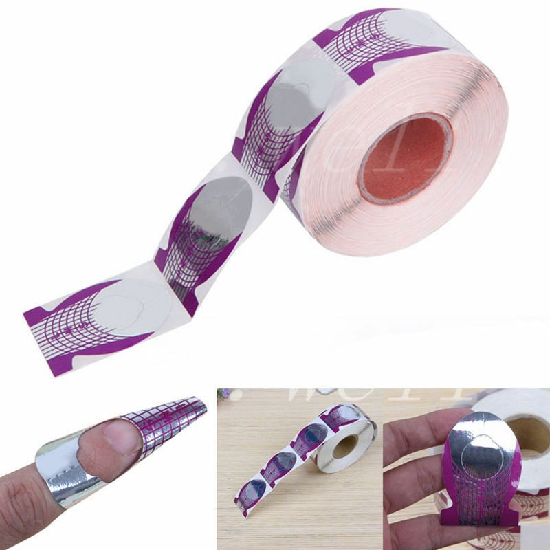 100 Pcs Nail Forms Purple Guide Stickers for Acrylic UV Gel Nail Extensions