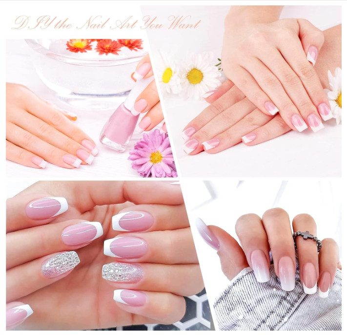 120 PCS Clear & White French Nail Tips – Short Acrylic Press On, 12 Sizes