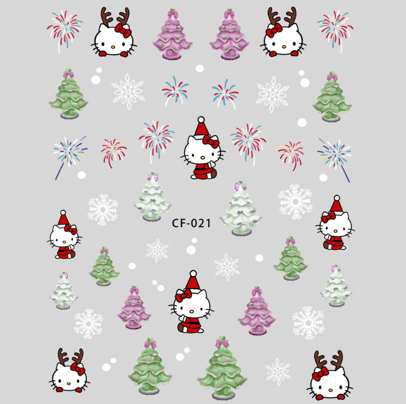 Christmas New Year Snowman Snowflake Cartoon Tree Firework Nail Stickers NH13