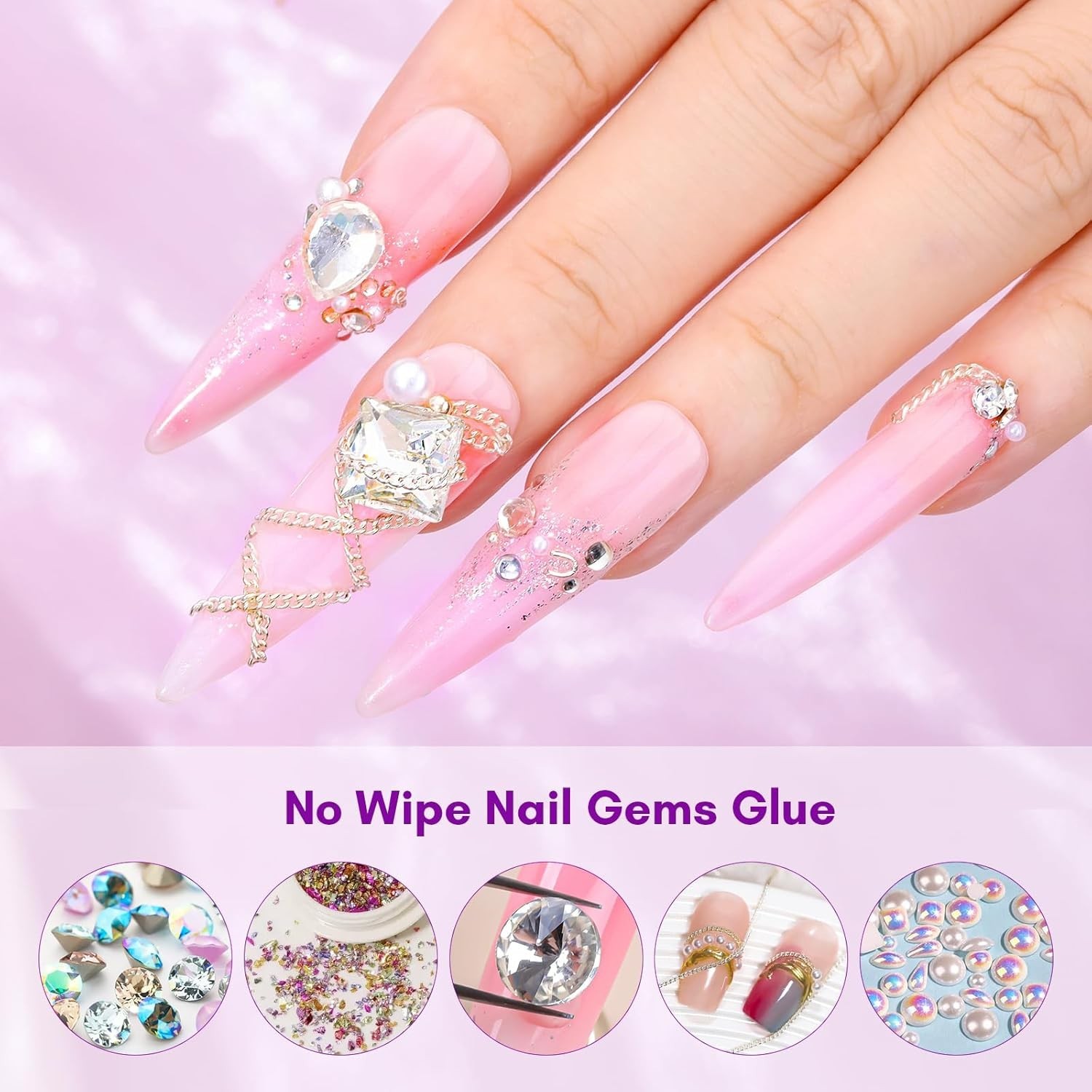 Rhinestone Glue for Nails 12PCS 30ML Super Strong Gel Adhesive for Nail Art a…