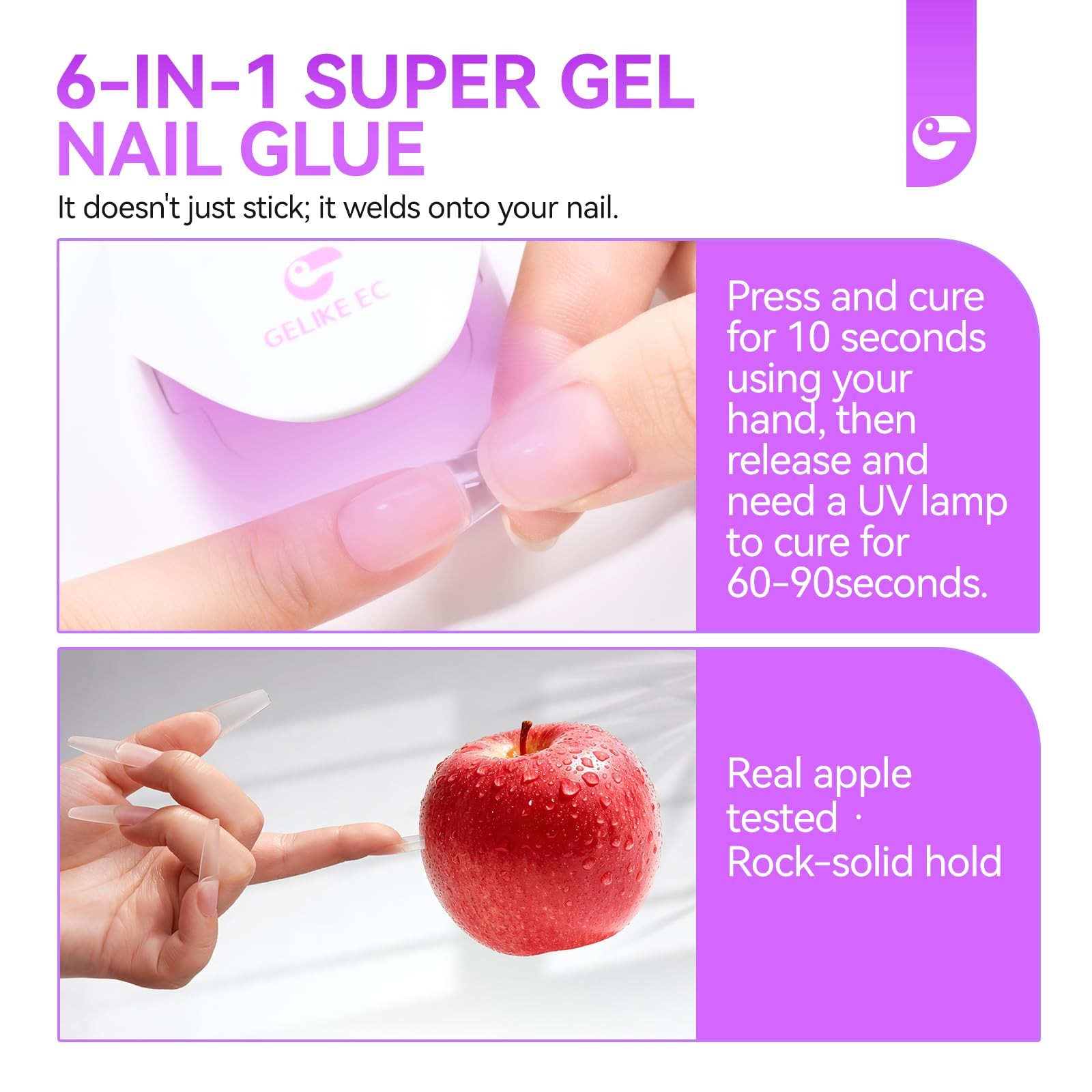 UV Nail Glue Gel 32ML 6 in 1 Strong Glue Nail for Extension Home DIY Clear UV…