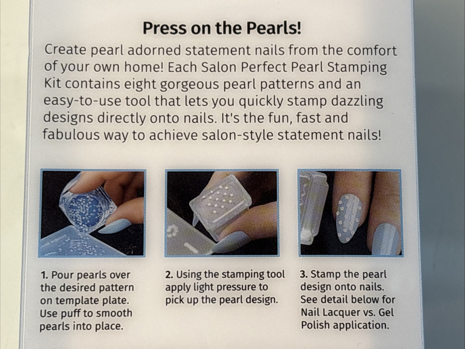 Salon Perfect Pearl Stamping Kit Blue White Sparkle Nail Art Tool set of 2