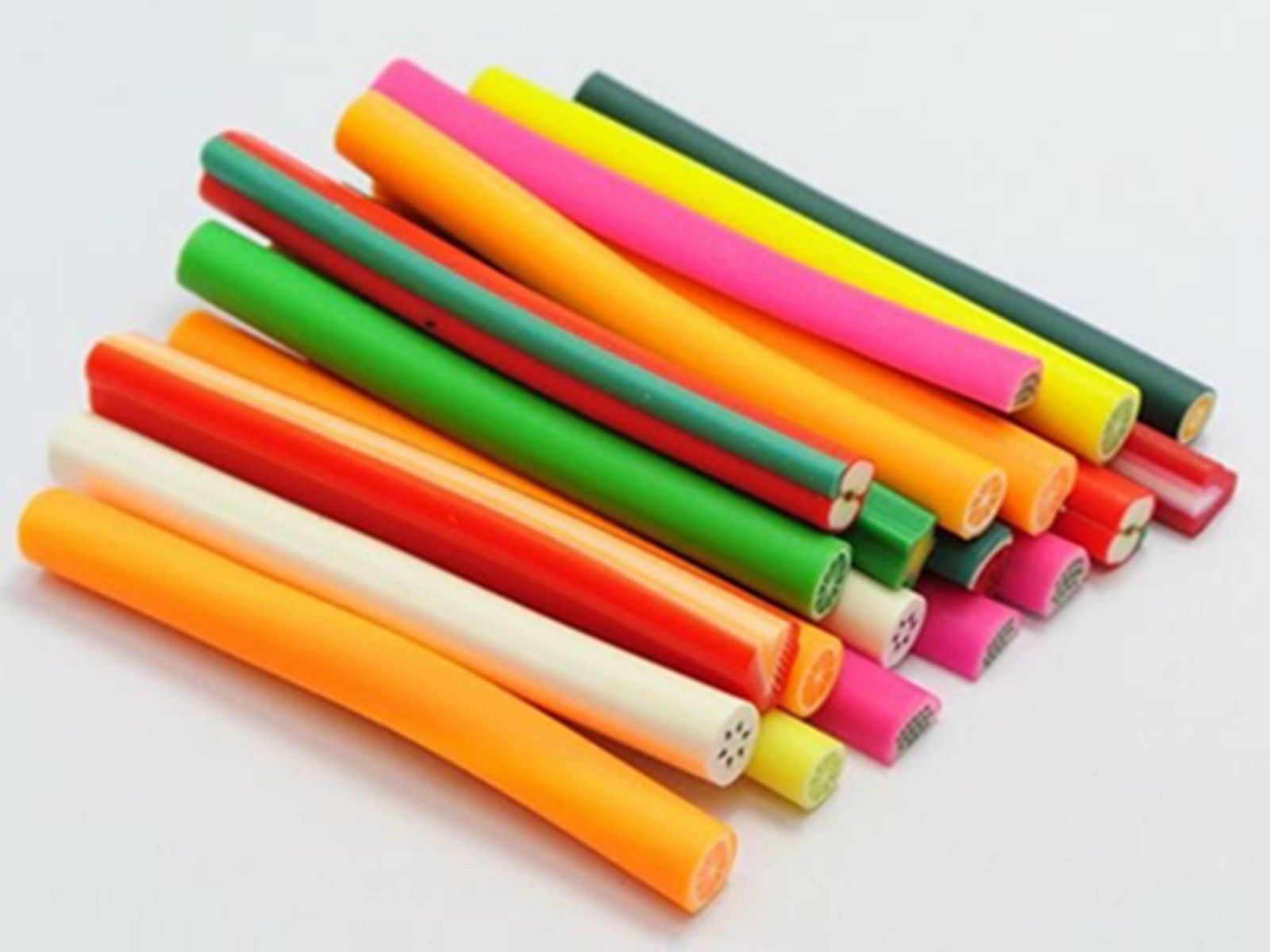 20pcs Cane DIY Polymer Clay Slice Rods Sticker 5X50mm Various for Nail Art Tips