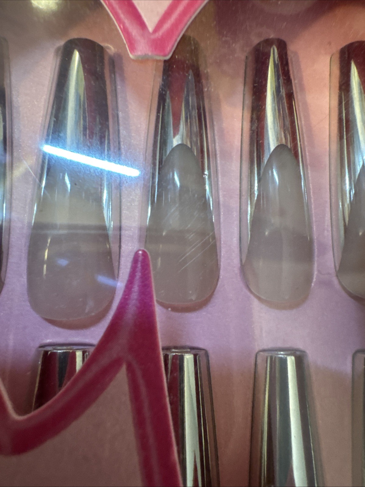 Pink Friday Luxurious Press On Nails Silver Chrome Ombre Coffin Style 28pc