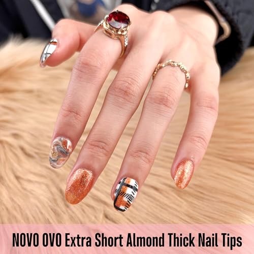 Extra Short Almond Nail Tips, Thick Extra Short Almond Thick Nail Tips 224