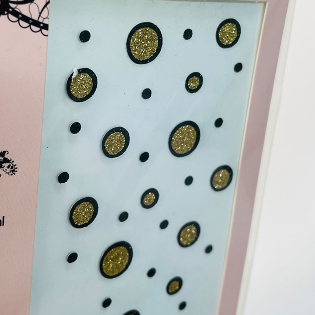 Textured Point Nail Stickers Gold Circles 3D DIY Sparkle Made in Korea Craft