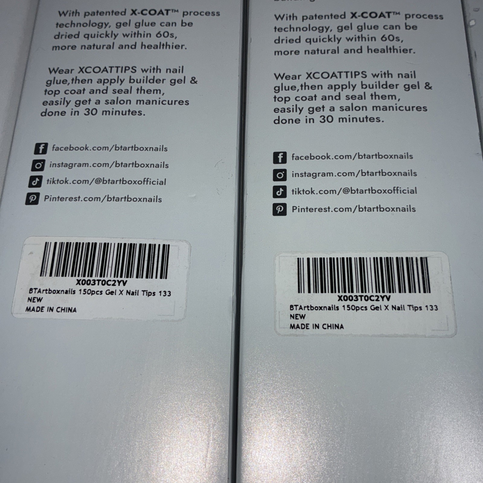 4 New BTARTBOX Almond X Coat Tips Press On Nails, Various Colors