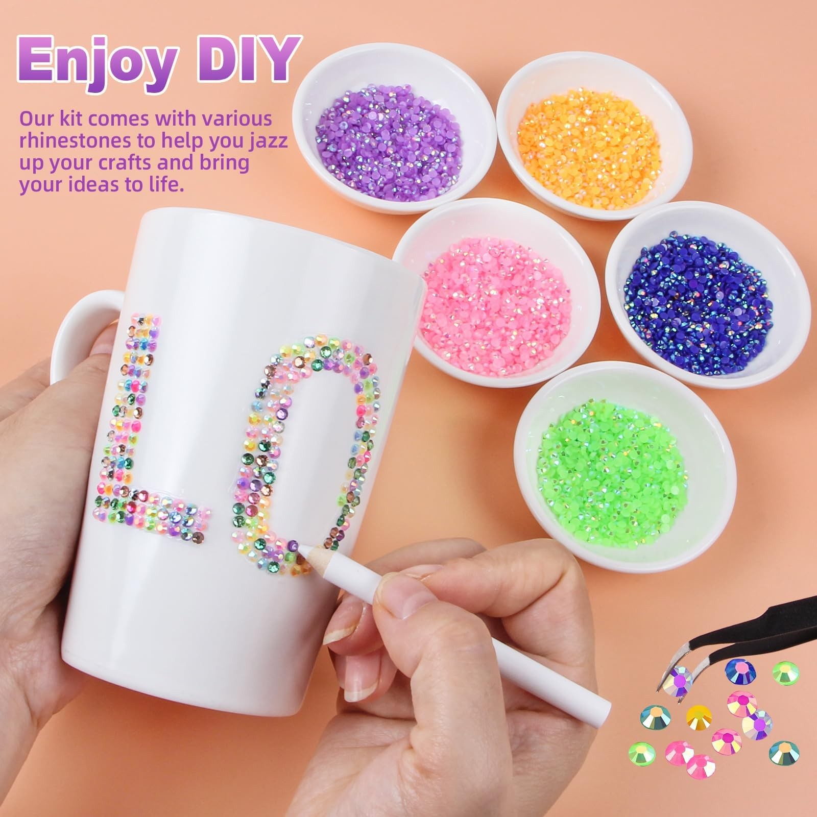 50000Pcs 40 Colors Resin Jelly Rhinestones for Bedazzling, 3mm Multicolor Fla…