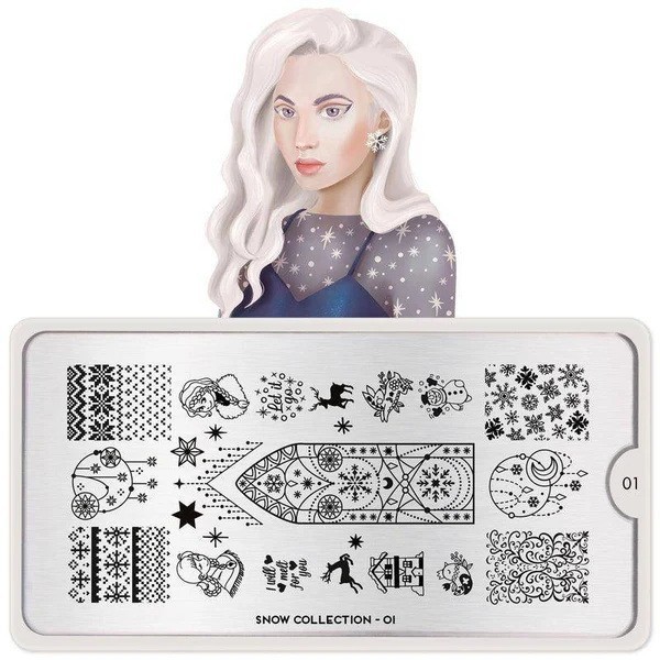 Nail Stamping Plate MoYou London Snow 01 | Winter Snowflake Nail Art NEW