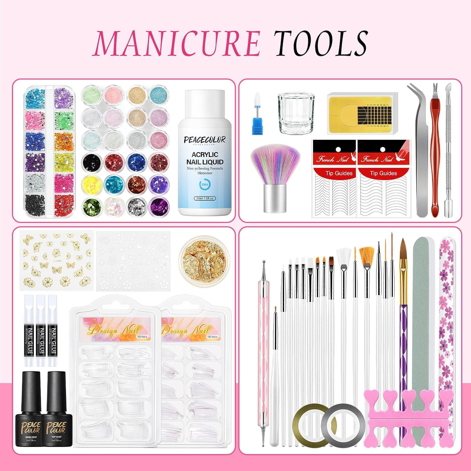 Acrylic Nail Kit with Drill and U V Light, Professional Nail Kit Acrylic Set for