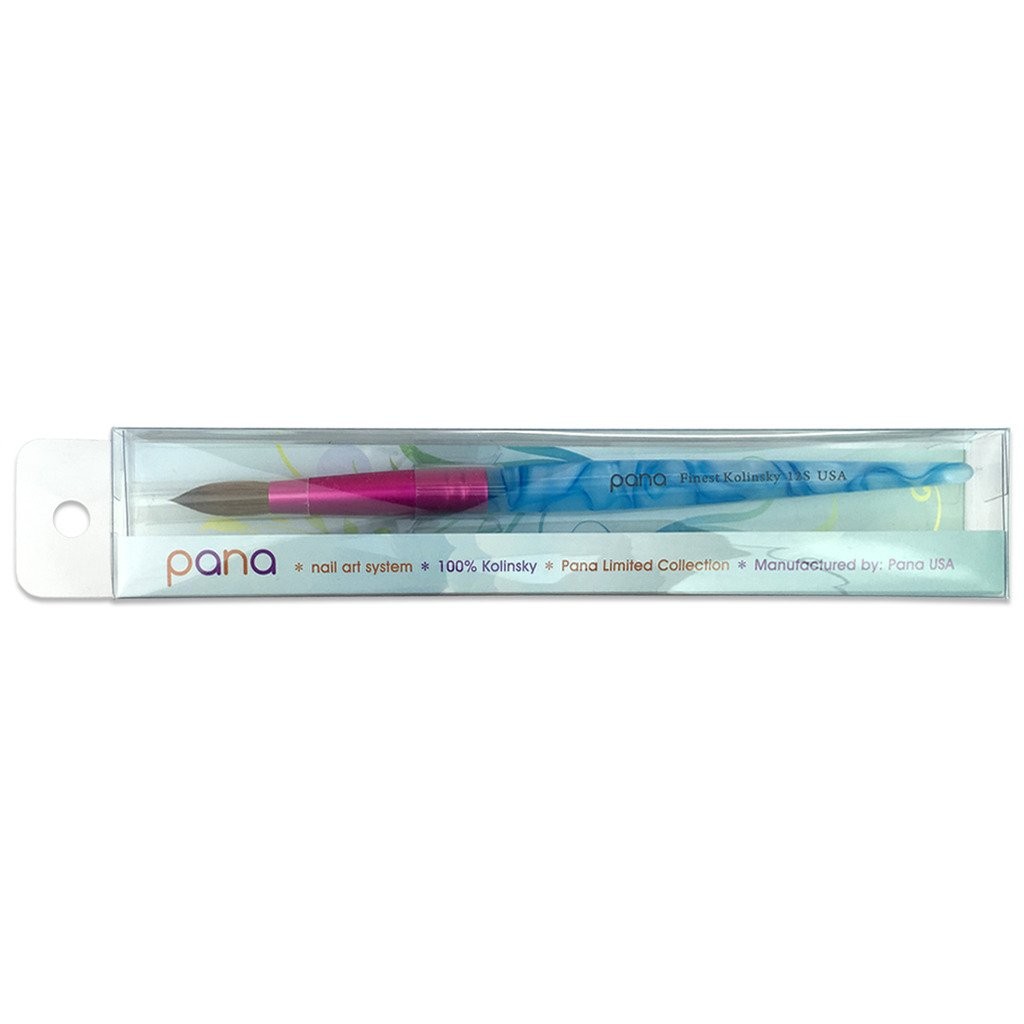 Size 12 Round Acrylic Nail Brush White Swirl Blue Kolinsky Hair Salon Grade