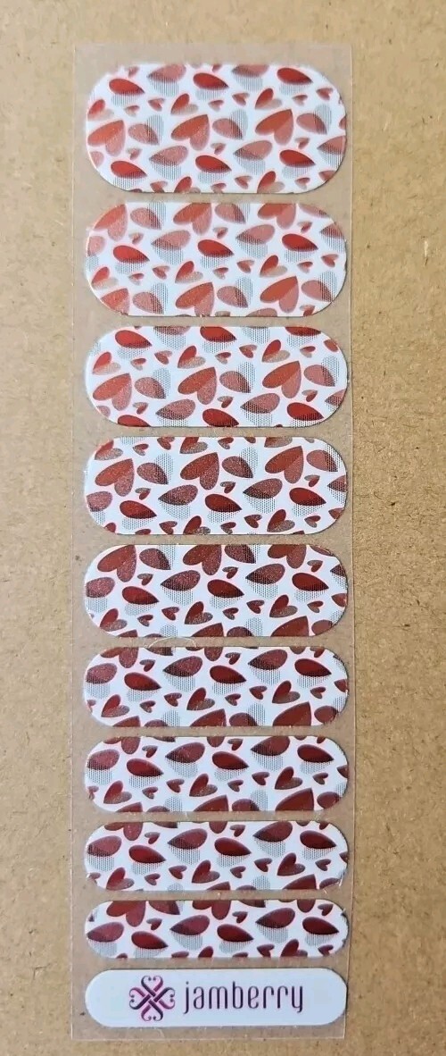 JAMBERRY PAPER HEARTS HALF SHEET NAIL WRAP VALENTINES DAY RETIRED APRIL 2016
