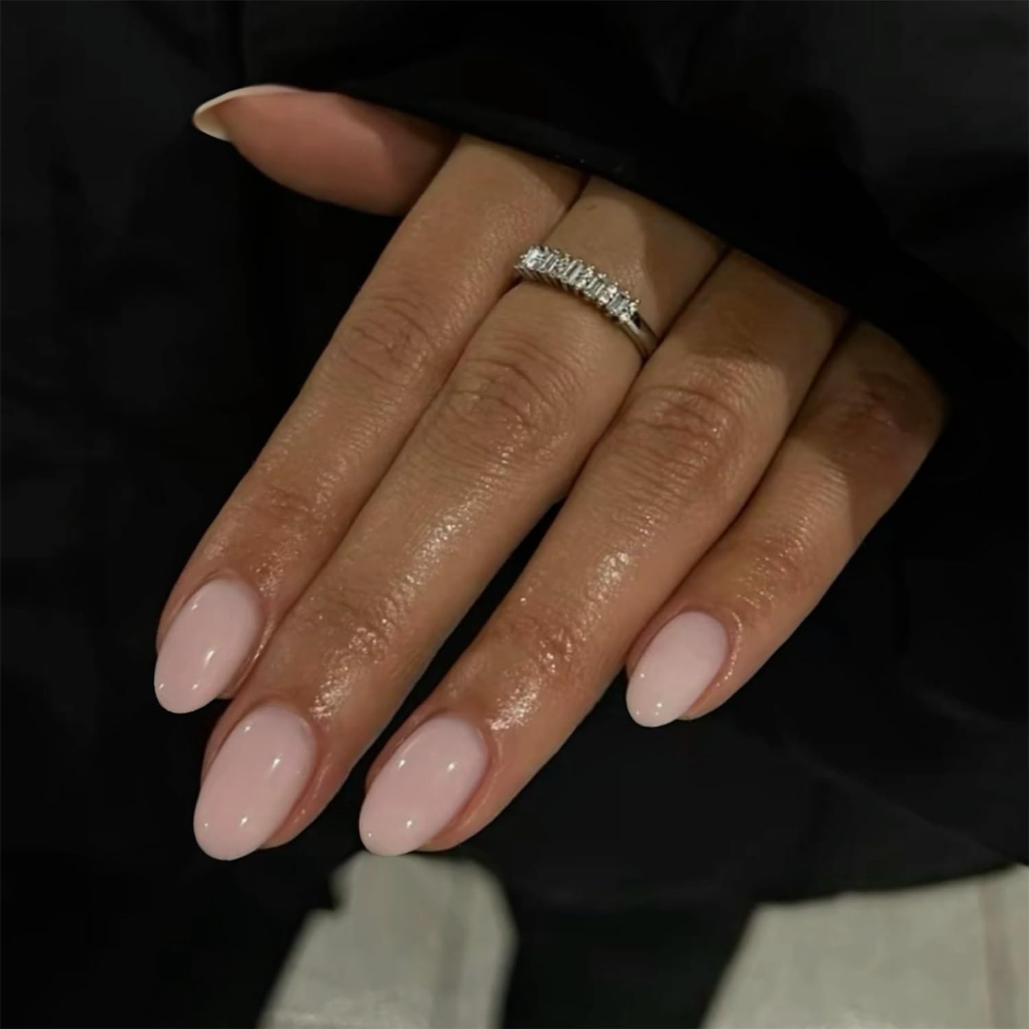 Dusty Pink Short Oval Acrylic Press On Nails 24 Pcs Reusable Thick Glue On