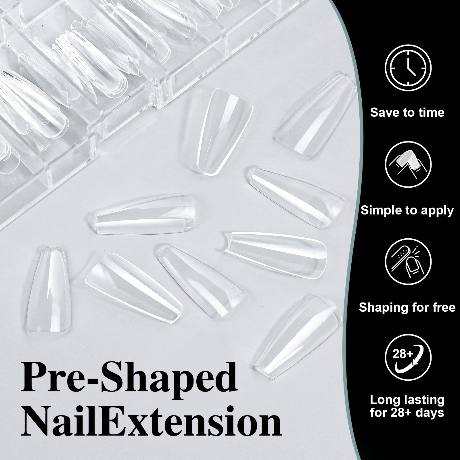 320/160pcs Clear Nails Extensions Soft Gel Nail Art Tips X Short~Long Sizes