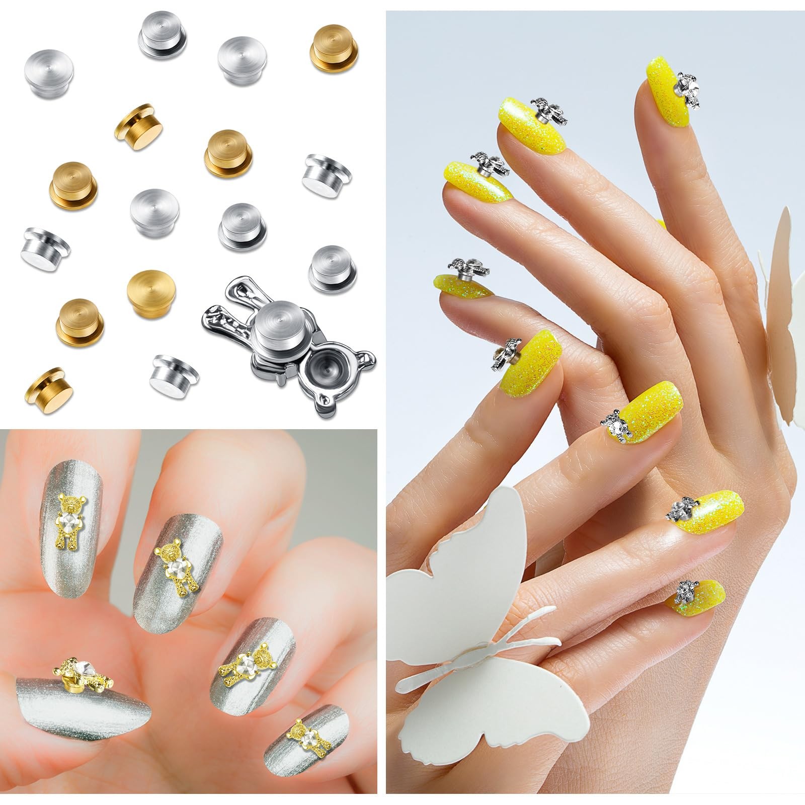 30 Pieces Spinning Nail Charms Nail Art Rotating Charm Bearing Art Tool Rings…