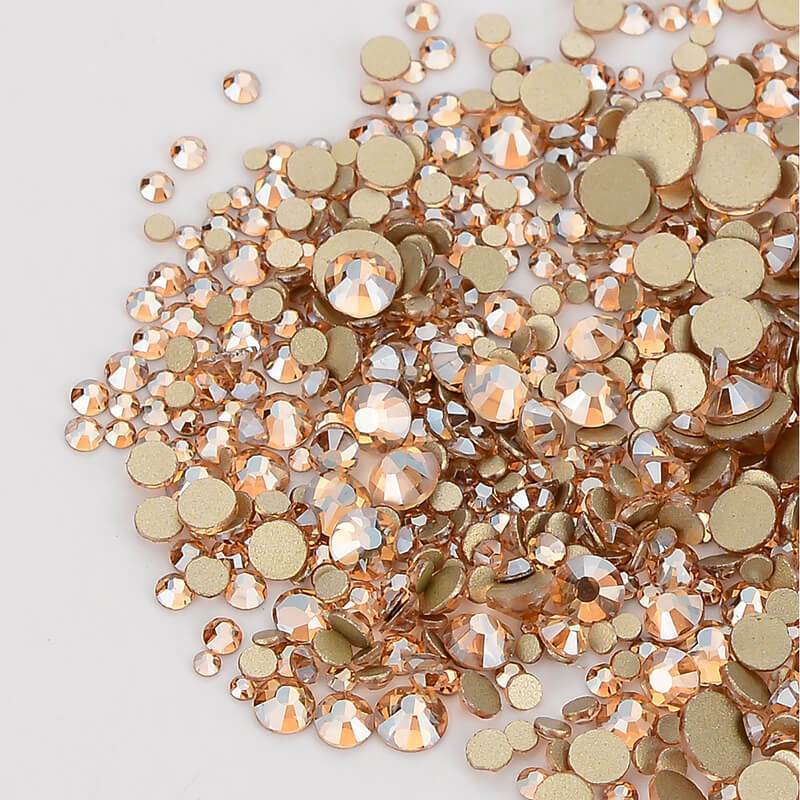 1440pcs Mix Size Champagne FlatBack Rhinestones For Nail Art Crystal SS3-SS20