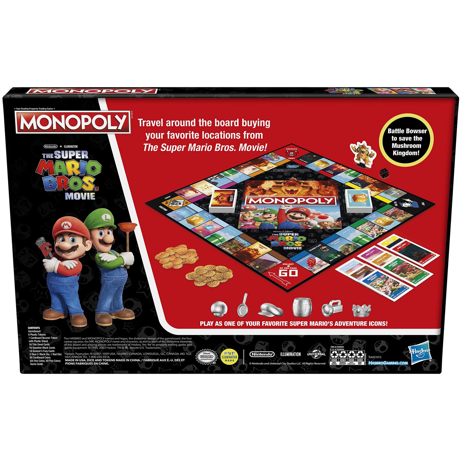 Monopoly The Super Mario Bros. Movie 10.51 x 15.75 x 0.1 inches, Multi-color