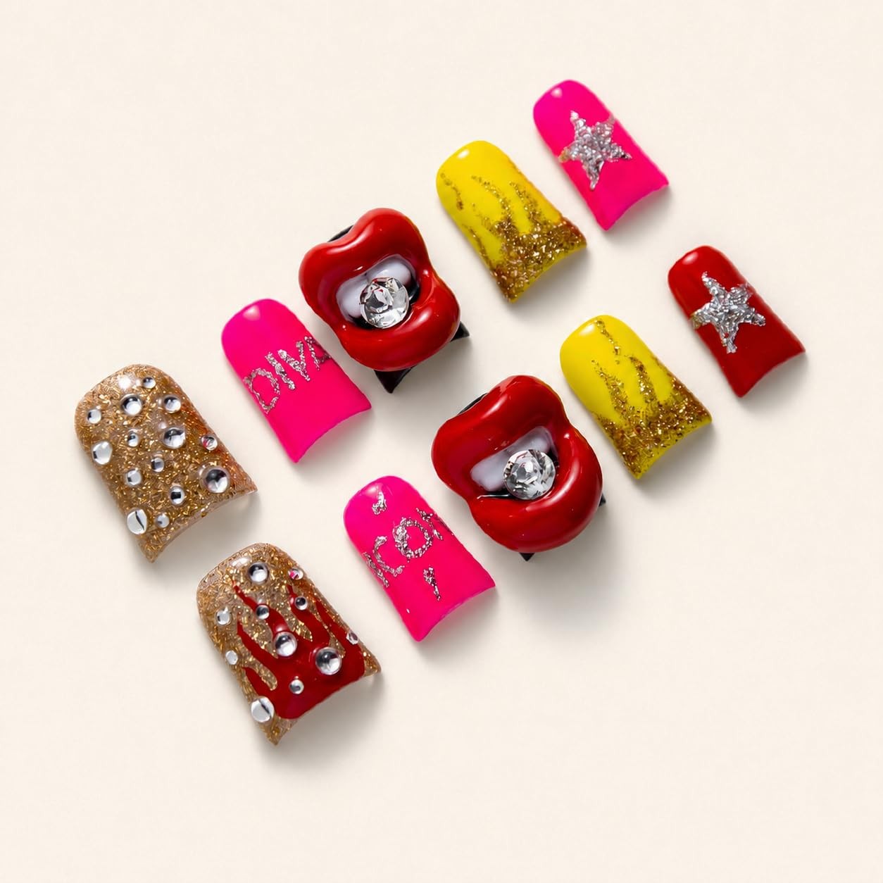 IntoVibes 10 Pieces Luxury Acrylic Press On Nails Short Handmade Duck Nails, …