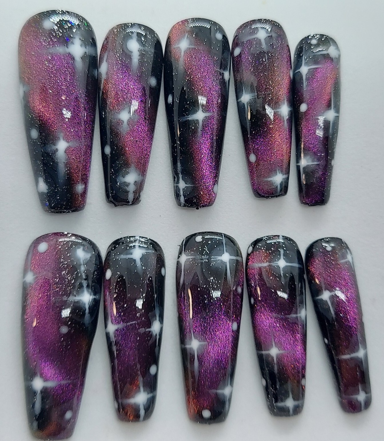 Black Galaxy Outer Space Stars Science Astronaut Moon Press on Nails Black Nails