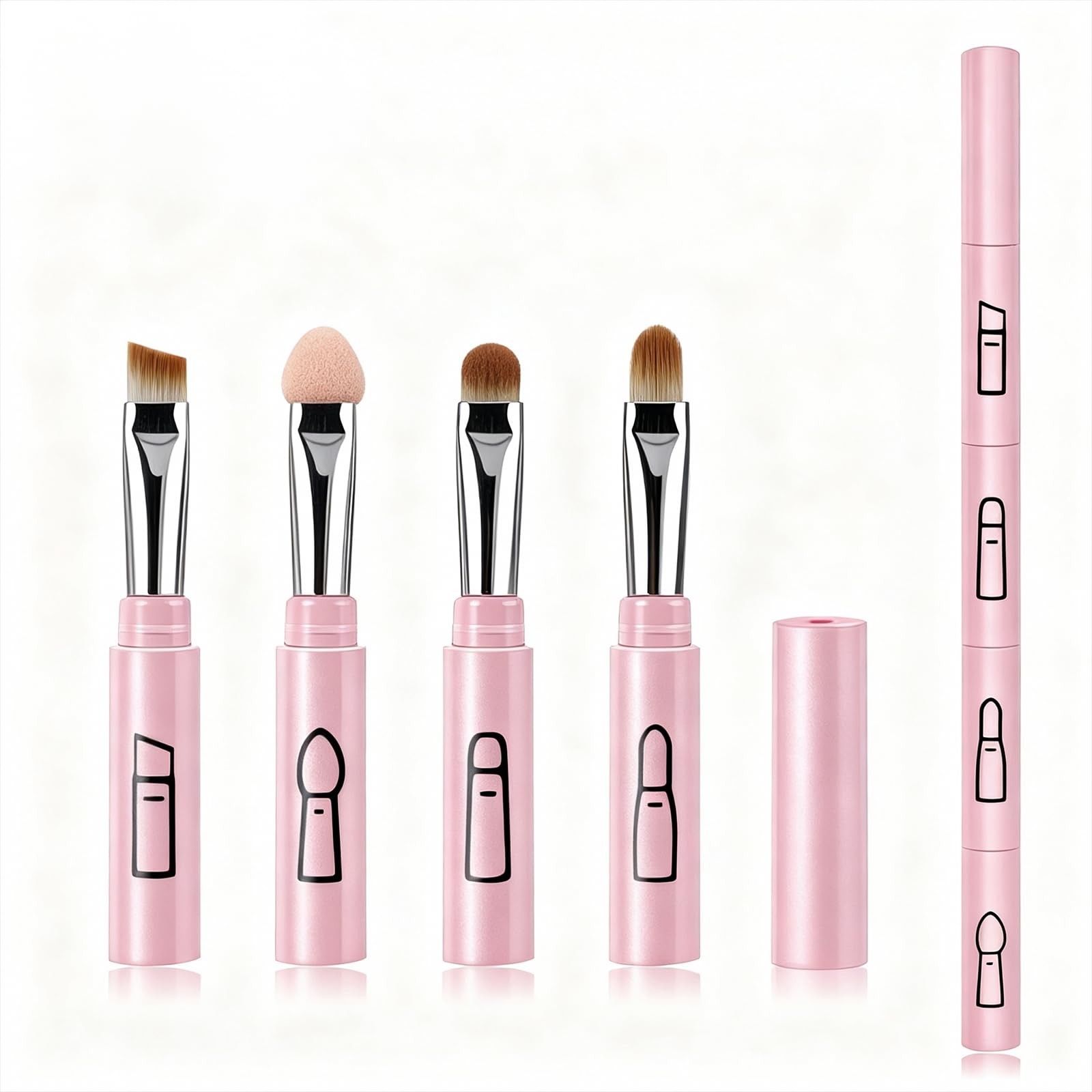 Pink Multi-Tasker 4-in-1 Travel Nail Brushes For Nails Art And Make Up, Acryl…
