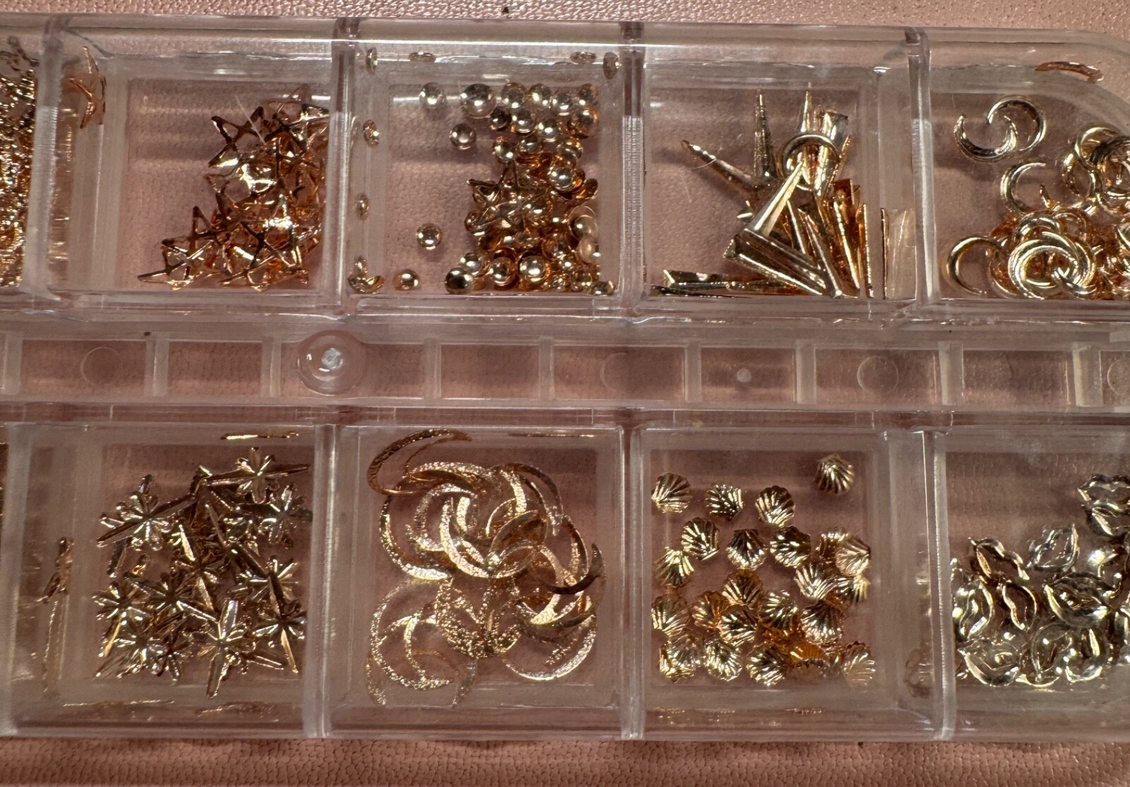Copper Toned Nail Art Diamond, Star, Round Ball, Stiletto, Moon, Lips, Shell