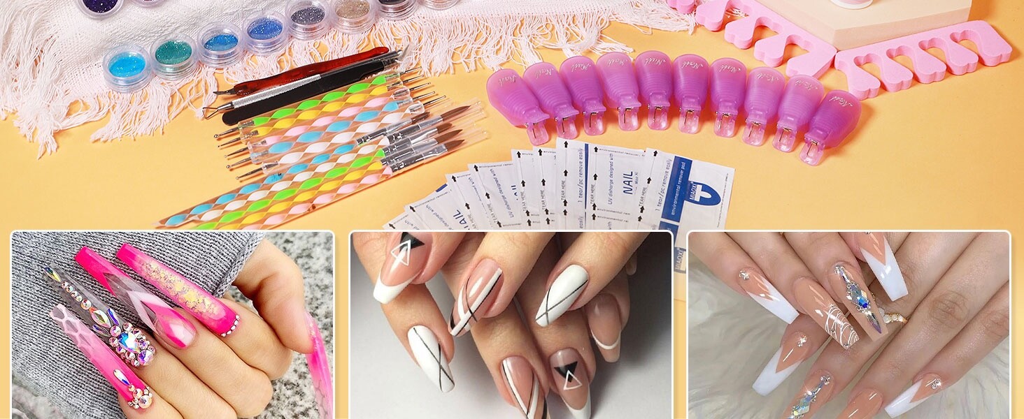 Paquete De Uñas Acrilicas Kit Profesional De Esmalte Para Pinceles Set Rutilar
