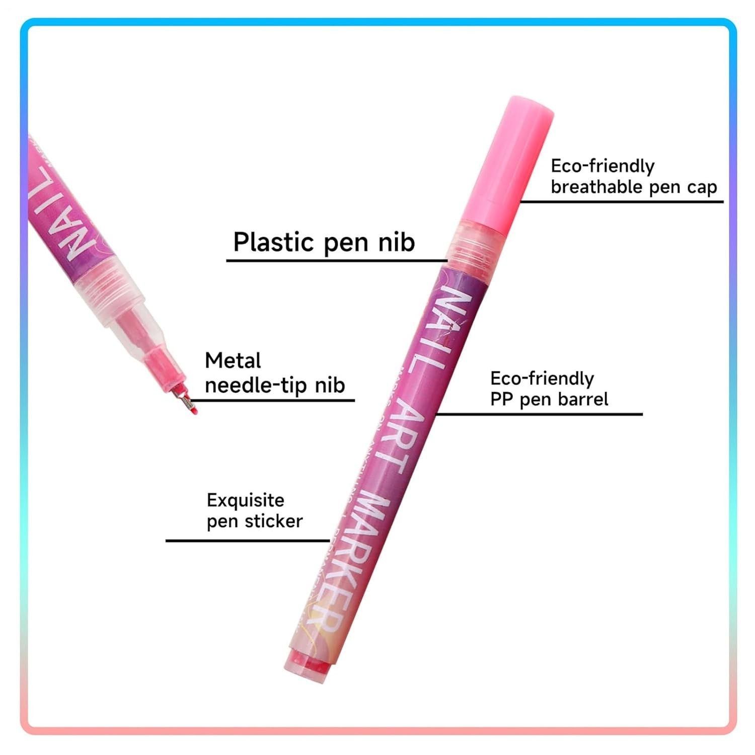 Nail Markers, Fingernail Pens with Dotting Tips, Art Marker for Women, 12 Colors
